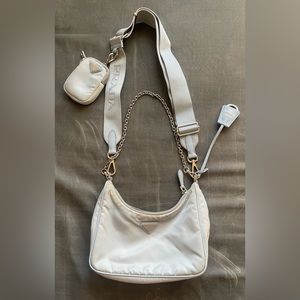 Prada re edition 2005 nylon baby blue bag, minimal wear no flaws.
